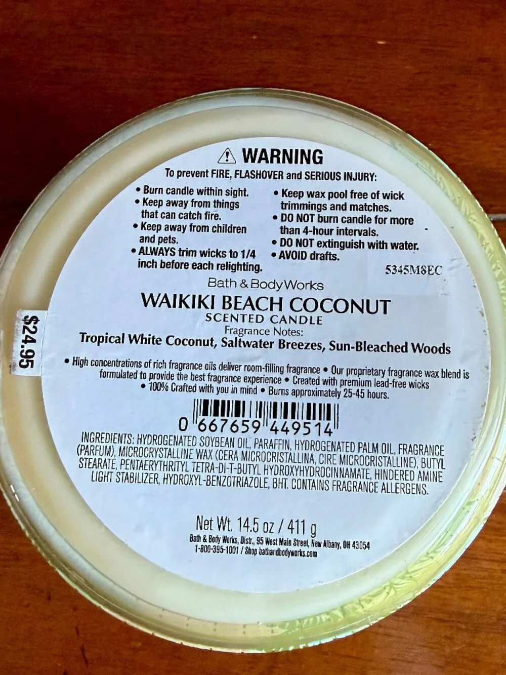 NEW WAIKIKI  BEACH COCONUT 3-Wick Candle Bath & Body Works - Picture 3 of 3
